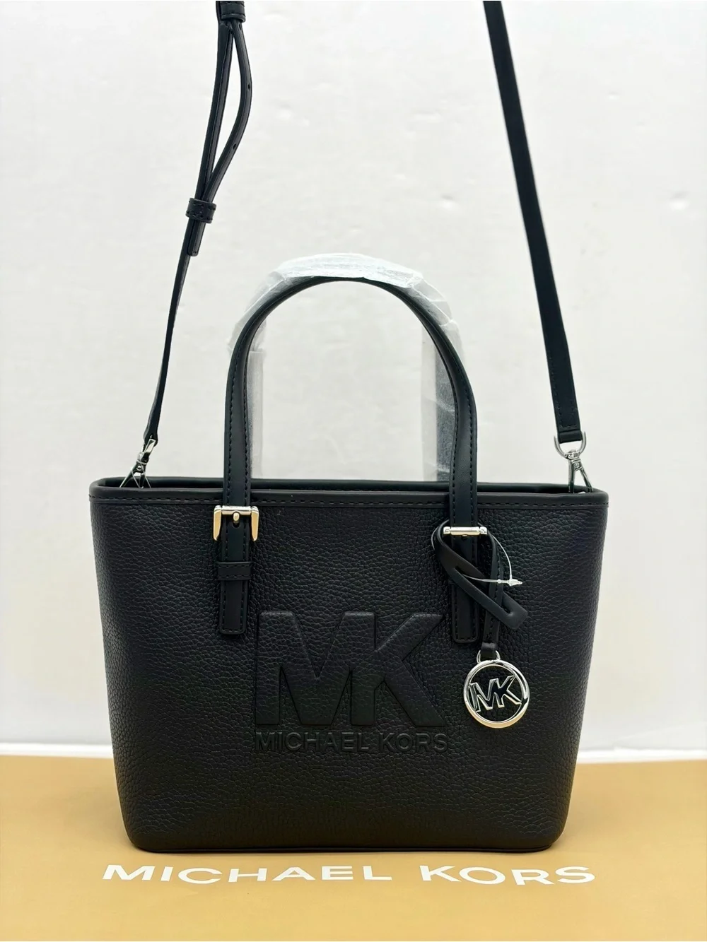 Michael Kora Carryall Convertible Tote Crossbody Bag Black
